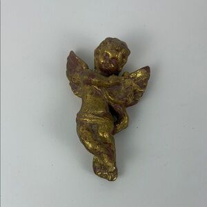 Gold Ceramic Cherub Angel Figurine/Wall Hanging
